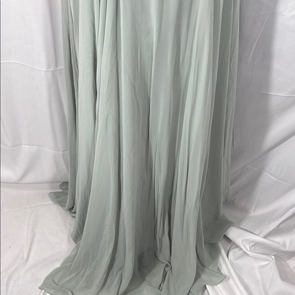 Jenny Yoo Annabelle Sea Glass Convertible Flutter Sleeve Chiffon Maxi Dress Sz14 - Picture 9 of 12